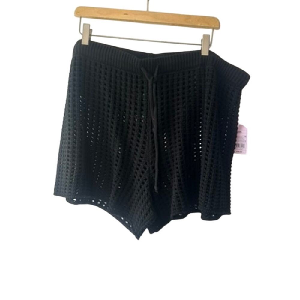 Wild Fable Black Open Knit Swim Cover Up Shorts Women's Size XXL NEW